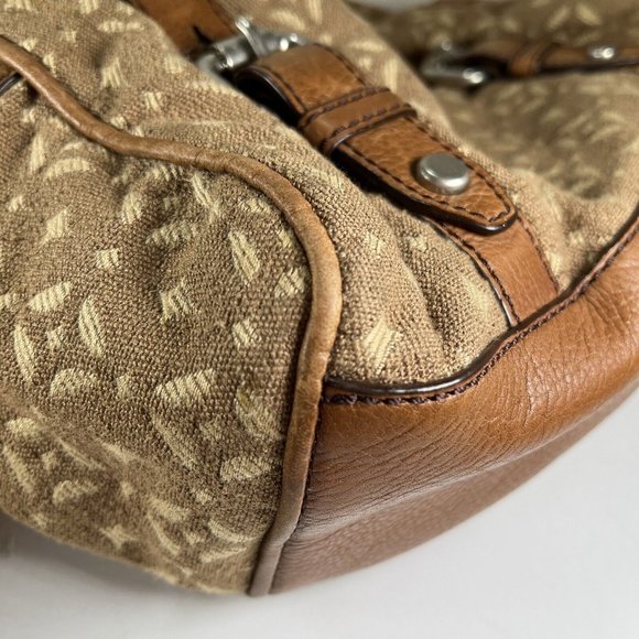 Fossil Brown Patterned Fabric and Leather Satchel Shoulder Bag - Picture 12 of 12